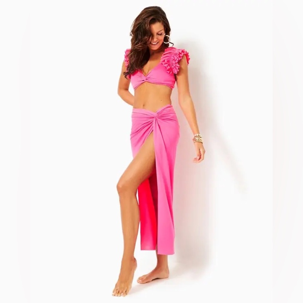 NWT LILLY PULITZER  Steviekate Ruffle Bikini Top & Bottom Roxie Pink Sz 8 - Picture 5 of 14
